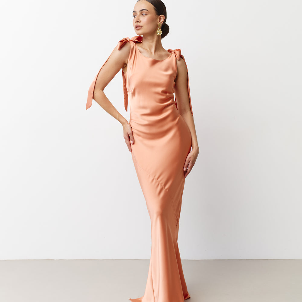peach evening gown 